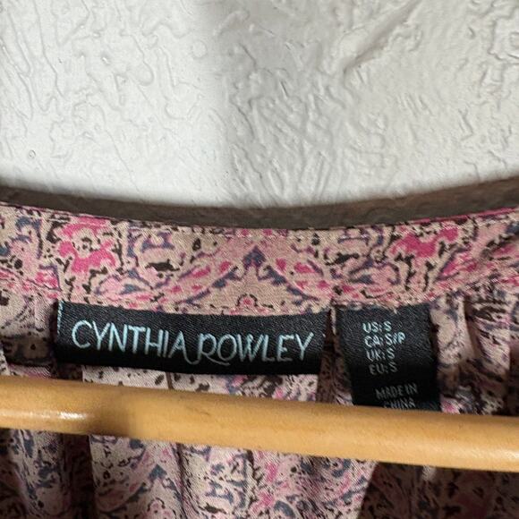 Cynthia Rowley Y2K Paisley Print Tunic Pink Blush Casual 3/4 Sleeve - S - Picture 6 of 6